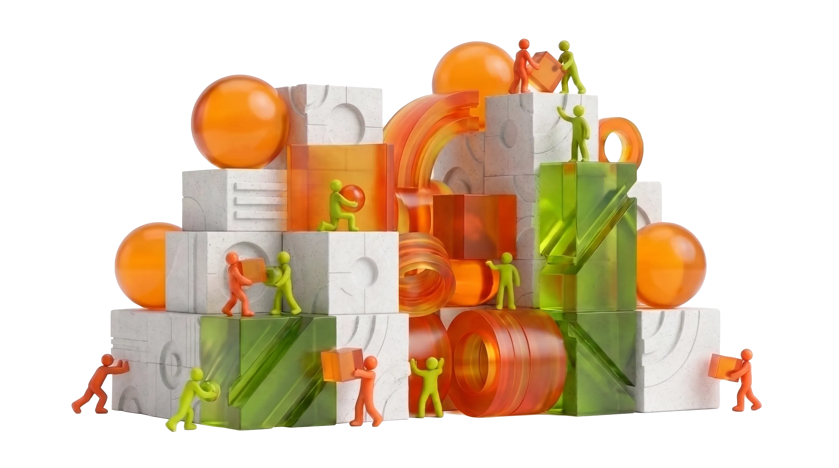 Escena 3D del programa AI Builders